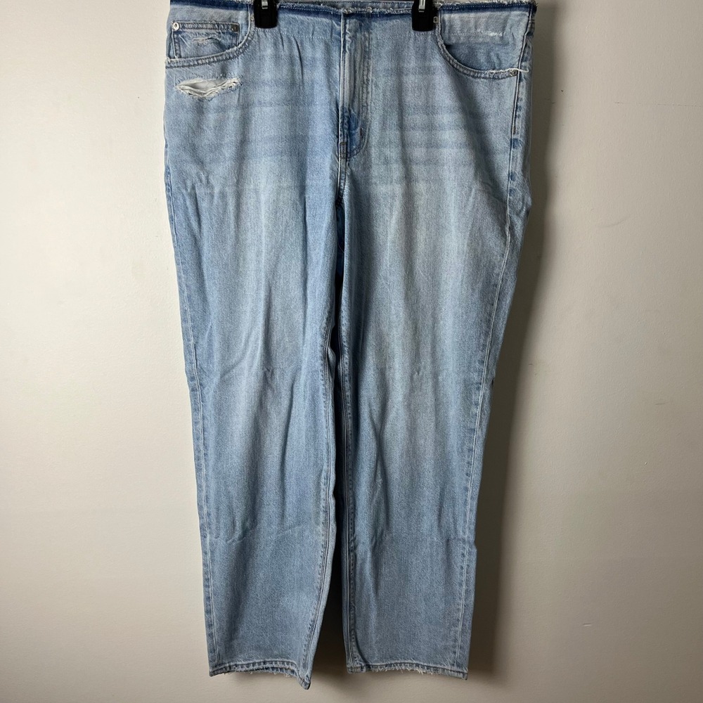 American Eagle Jeans Womens 18 90s Low Rise Straight Distressed Light Wash Denim